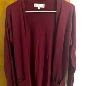 Pink Rose Large Thin Maroon Cardigan